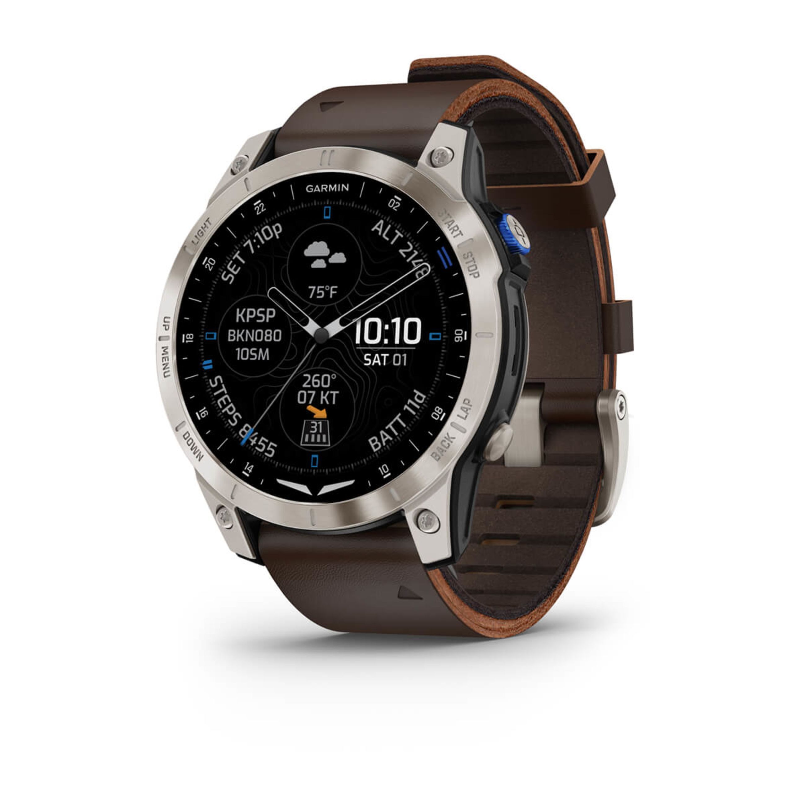 D2 Mach 1 - Aviator Smartwatch With Oxford Brown Leather Band