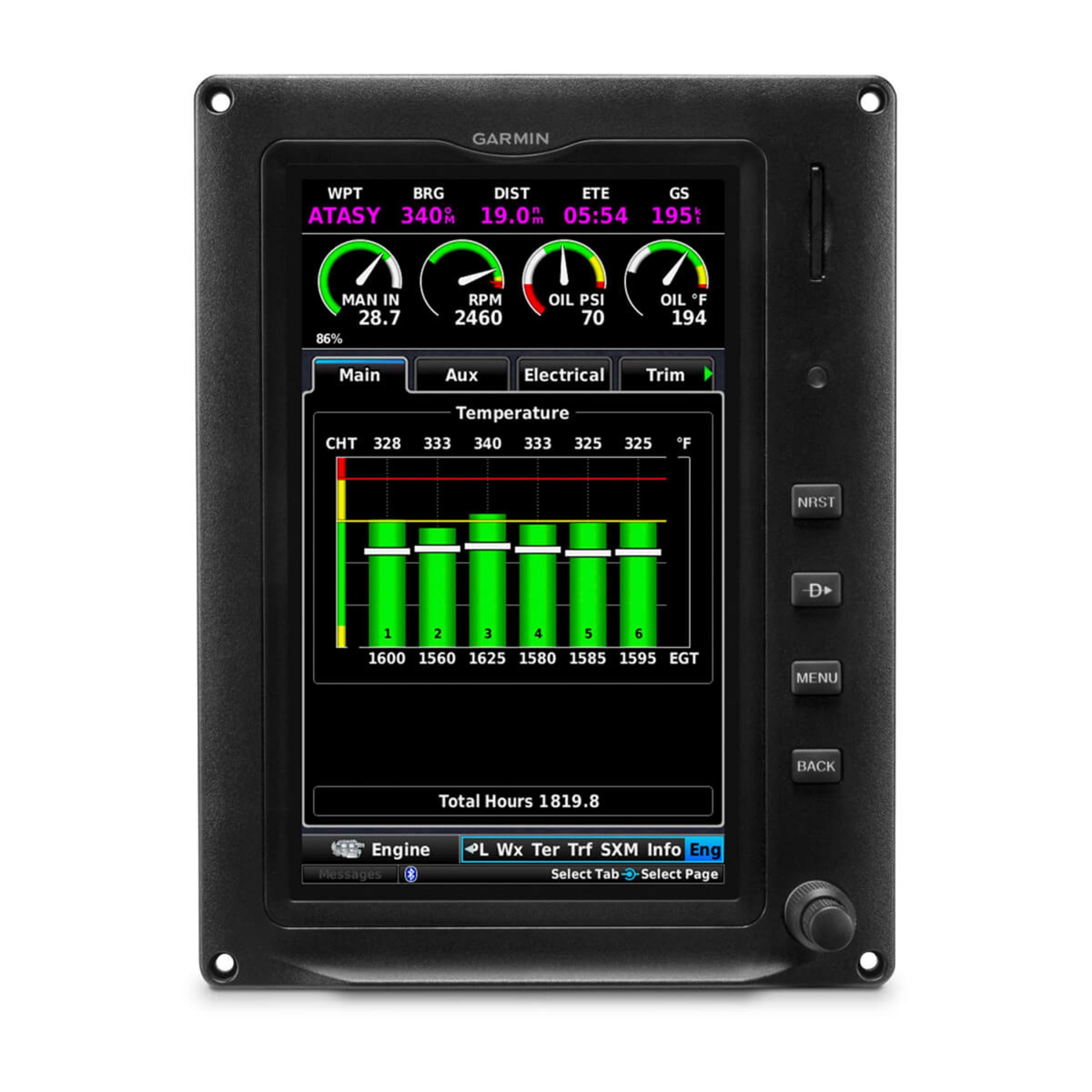 G3X Touch For Certificated Aircraft - 7" Portrait Display With 6 Cylinder Eis