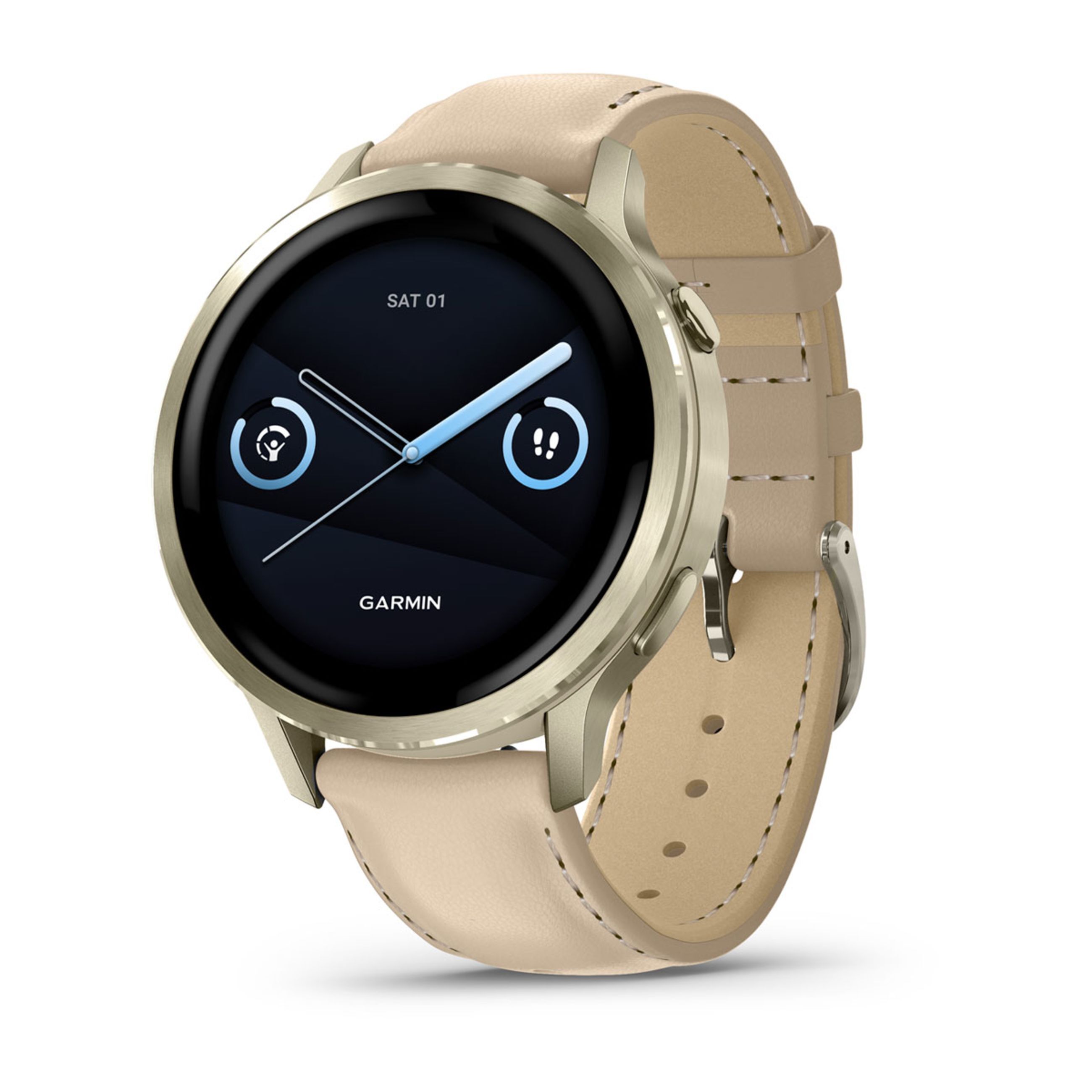 Venu 4 – 45 Mm - Lunar Gold With Bone Silicone Band And Light Sand Leather Band