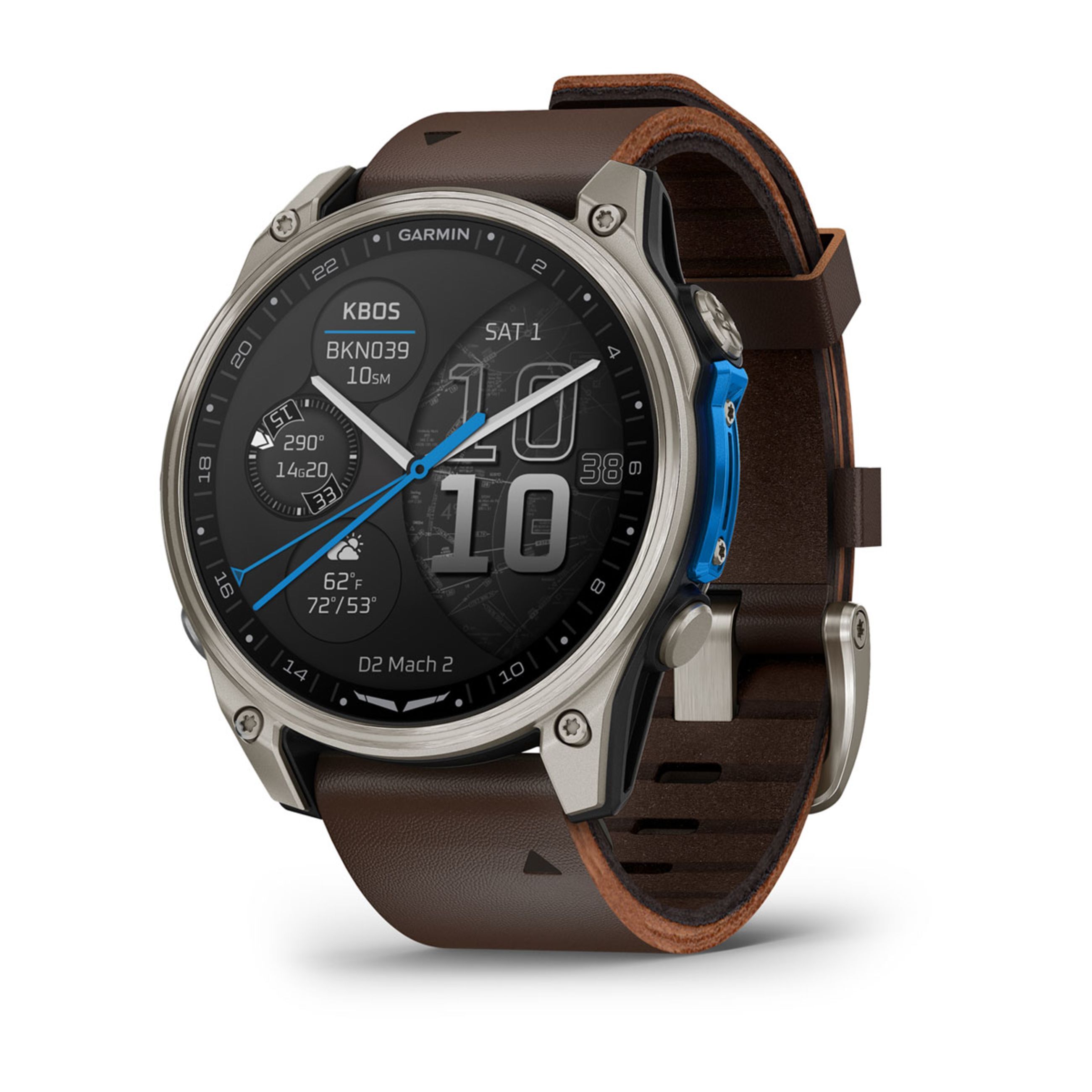 D2 Mach 2 – 47 Mm - Titanium With Oxford Brown Leather Band